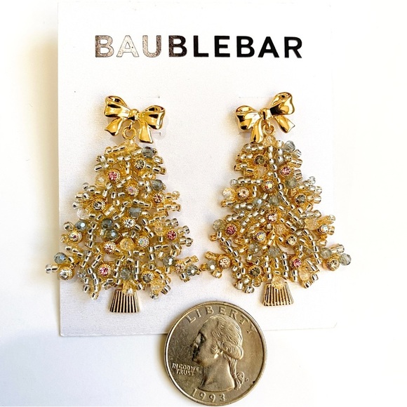 Baublebar gold Christmas tree earrings - Picture 2 of 3